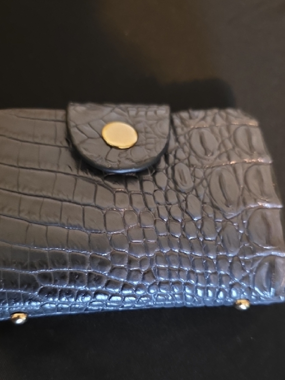 Women's Dark Grey Croc-Embossed Handbag and Wallet Set - Picture 4 of 10
